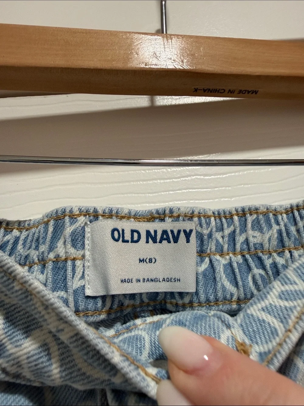 Old Navy Girls Light‎ Blue Floral Denim Button